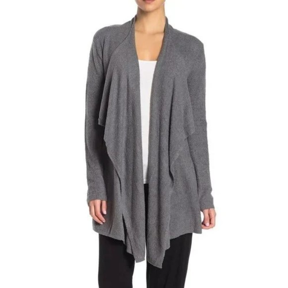 Barefoot Dreams Bamboo Cozychic Lite Calypso Drape Cardigan Sweater Grey